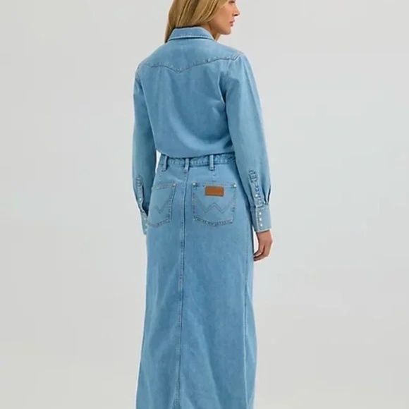 NWT Free People Wrangler Denim Skirtall Maxi Dress XS - Picture 4 of 15